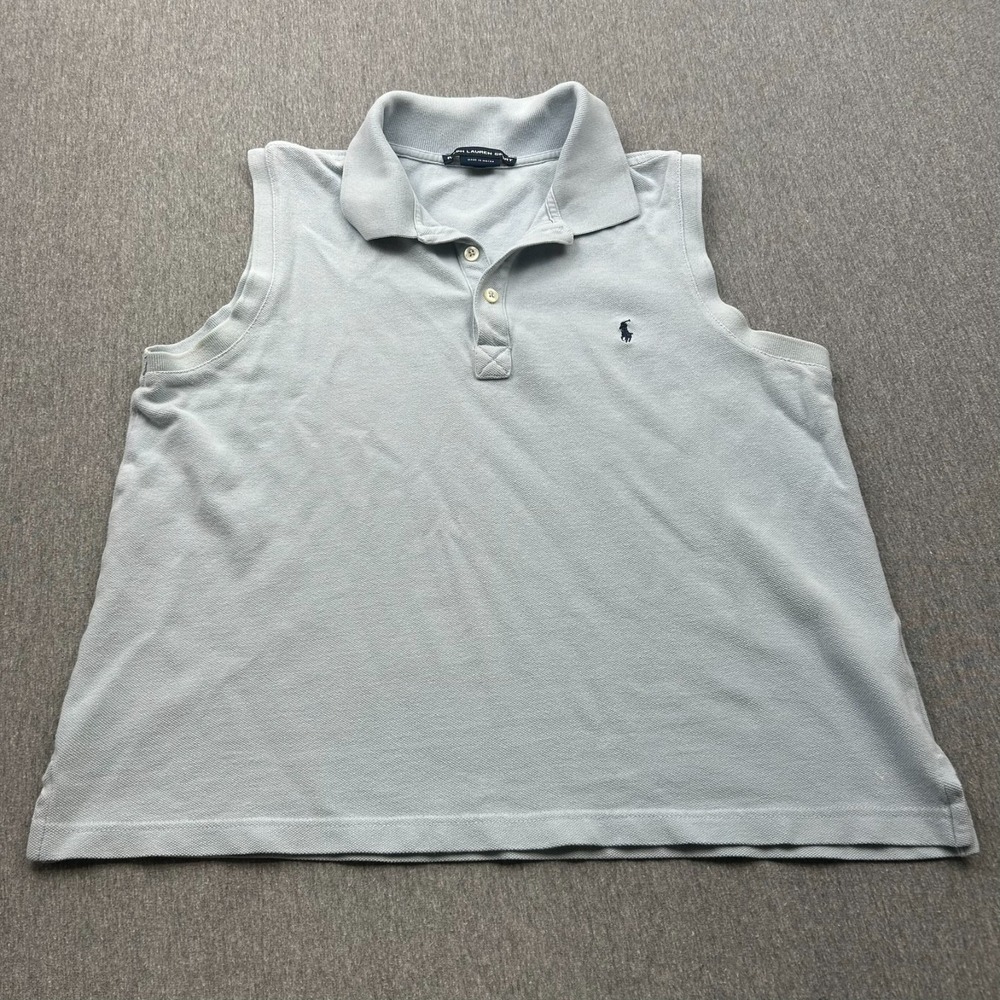 Ralph Lauren Sport Sleeveless Golf Polo Tank Top Womens Large Light Blue *READ*